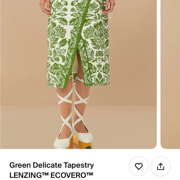 Farm Rio Green Delicate TapestryLENZIN ECOVERO TEuroflaxMidi Skirt NWT SMALL
